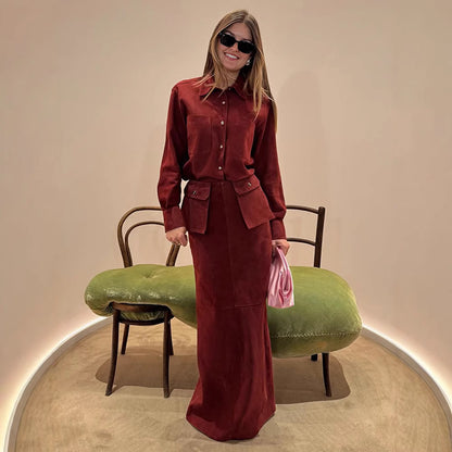 Dames Ensemble Élégant en Velours Chic und Stil