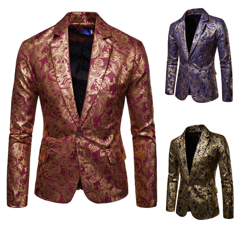 Blazer exclusif pour hommes en sequins avec des ornements dorés et une coupe moderne Chic und Stil