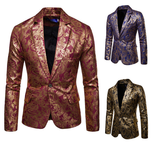 Blazer exclusif pour hommes en sequins avec des ornements dorés et une coupe moderne Chic und Stil