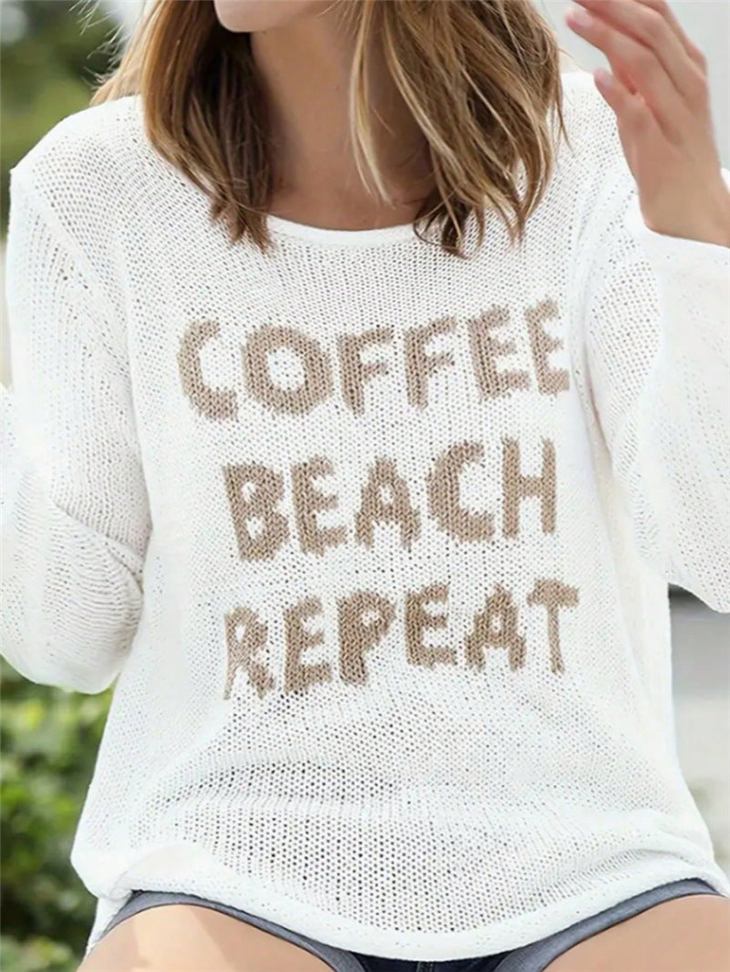 Pull décontracté en tricot pour dames avec inscription brodée Chic und Stil