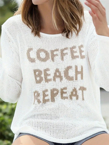 Pull décontracté en tricot pour dames avec inscription brodée Chic und Stil