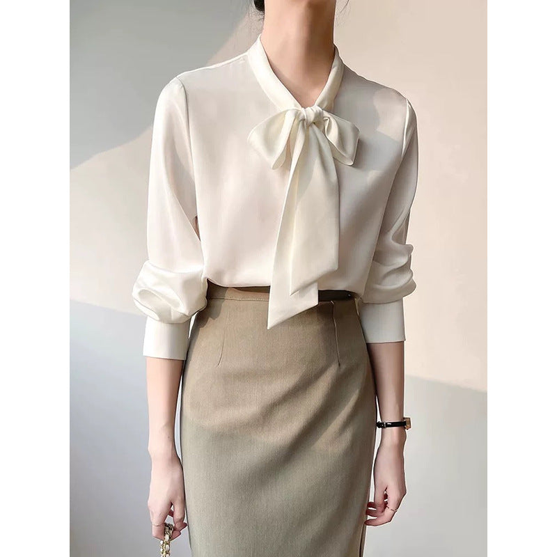 Chemisier en satin à noeud pour femme Chic und Stil