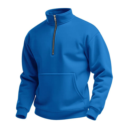 Fleece pullover for men with high collar and practical kangaroo pocket Chic and Style