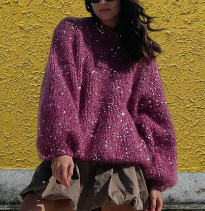 Femme pull en tricot scintillant à coupe ample et accents élégants Chic und Stil