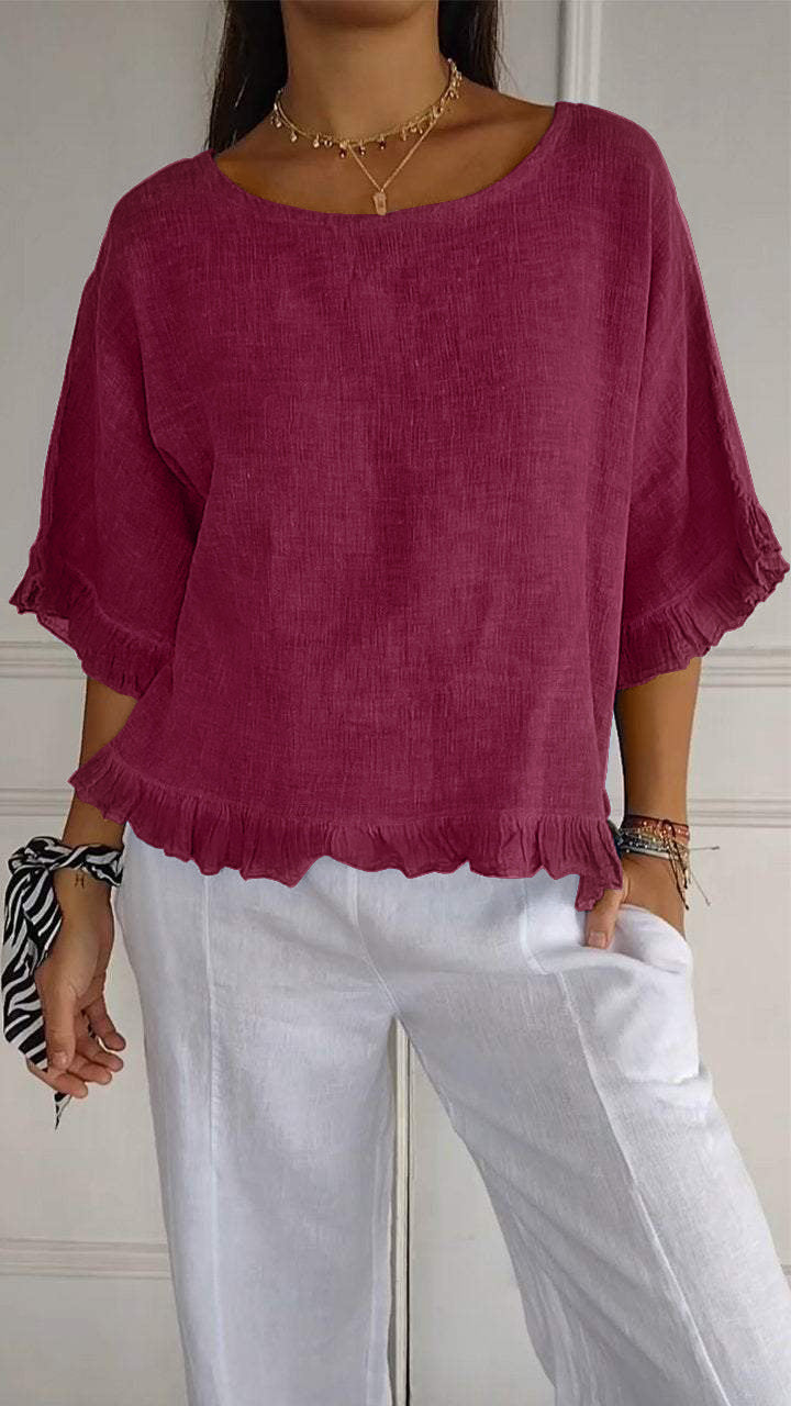 Blouse décontractée pour femmes avec bordure froncée Chic und Stil