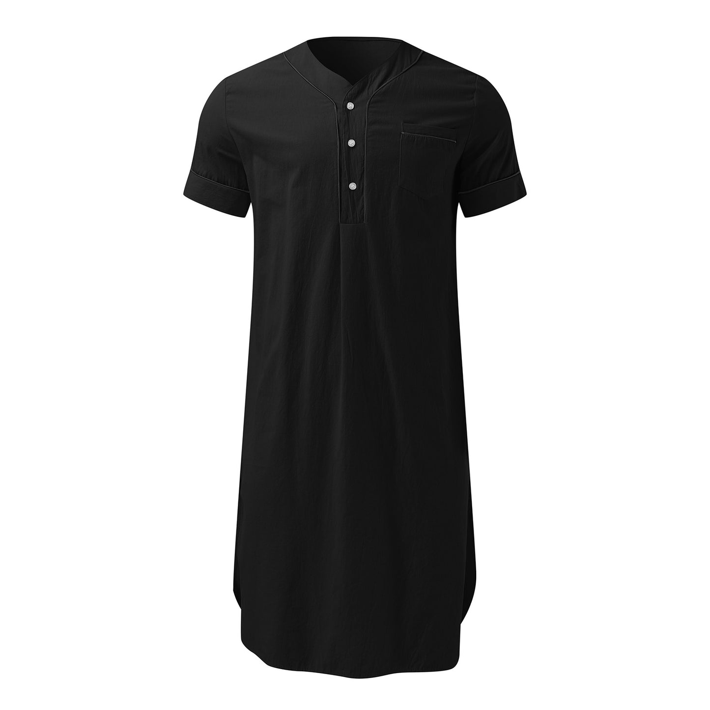 Robe courte à manches courtes pour femmes avec un col montant moderne et une patte de boutonnage pratique Chic und Stil