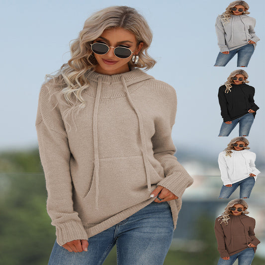 Dames hoodie douillet avec poche kangourou et décolleté élégant Chic und Stil