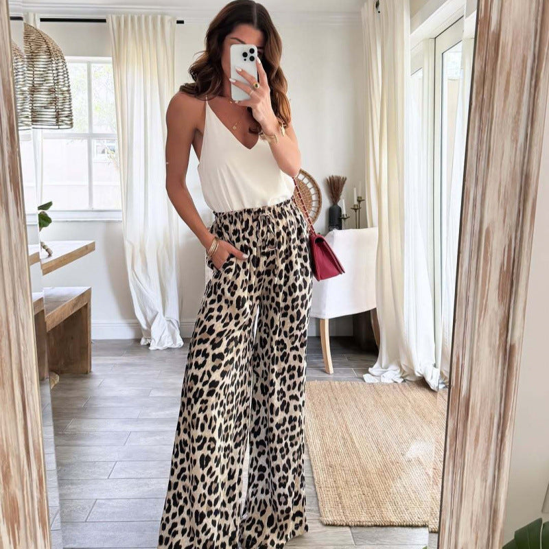 Women Wide Leg Leopard Print Pants Chic and Style