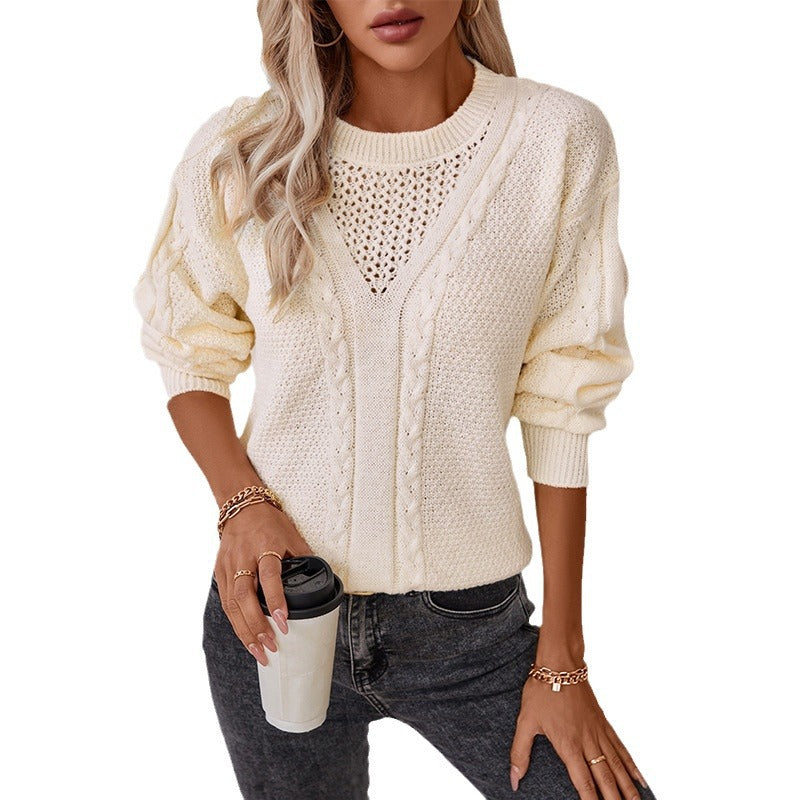 Pull en tricot pour femmes avec décolleté en V moderne et design en torsade Chic und Stil