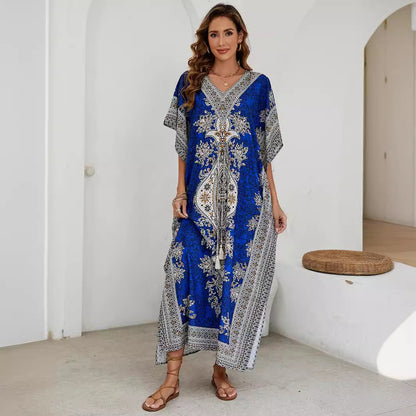 Robe maxi kaftan imprimée bohème pour femmes Chic und Stil