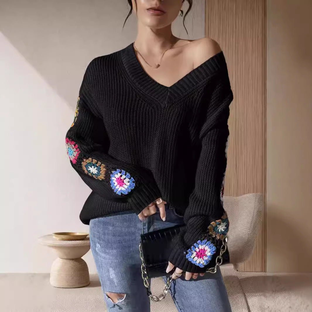 Pull en tricot pour femmes avec des accents de crochet ludiques et une coupe ample Chic und Stil