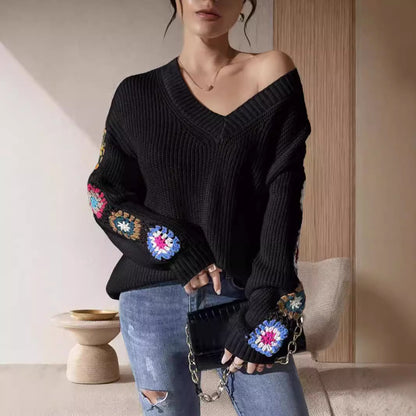 Pull en tricot pour femmes avec des accents de crochet ludiques et une coupe ample Chic und Stil