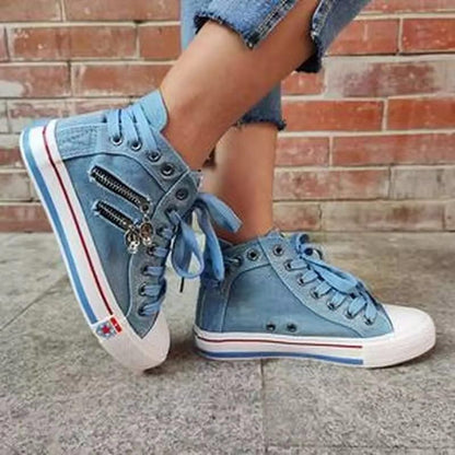 Baskets hautes pour femmes au look vintage moderne avec des détails de fermeture éclair tendance Chic und Stil