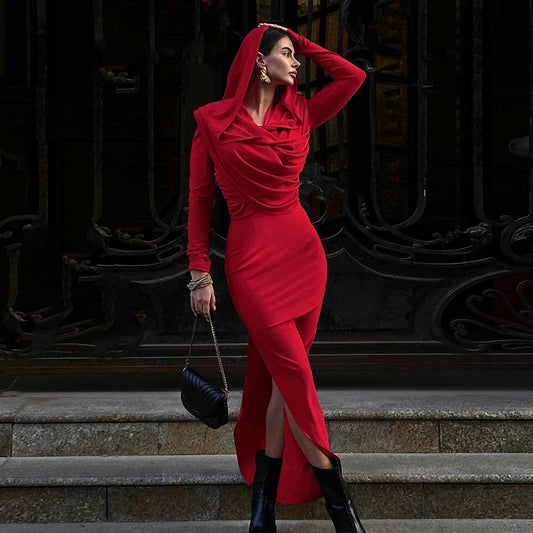 Robe de soirée élégante pour femmes avec capuche et silhouette cintrée Chic und Stil