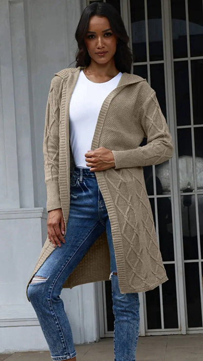 Dames Gros Tricot Cardigan avec motif torsadé élégant Chic und Stil