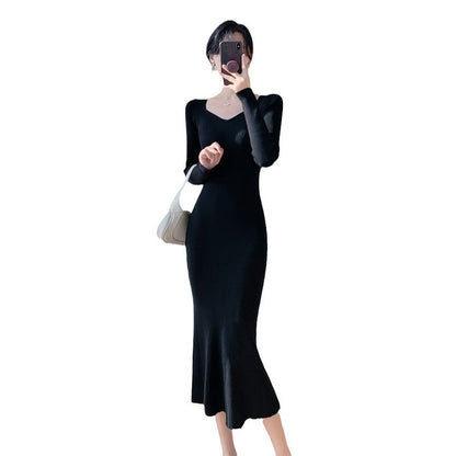 Dames_maximal_Ribbed_Sweater_Midi_Robe_Chic und Stil