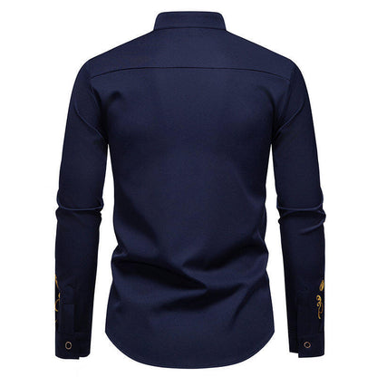 Chemise manches longues pour hommes avec broderie élégante et col moderne Chic und Stil