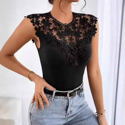 Dames Floral Dentelle Décorée Bodysuit Chic und Stil