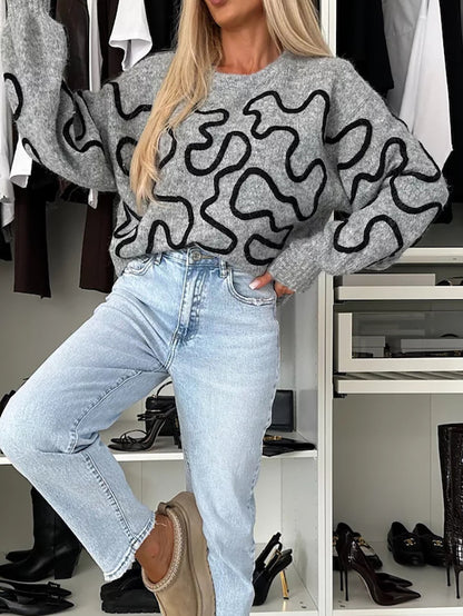 Pull en tricot douillet pour femmes avec motif créatif Chic und Stil