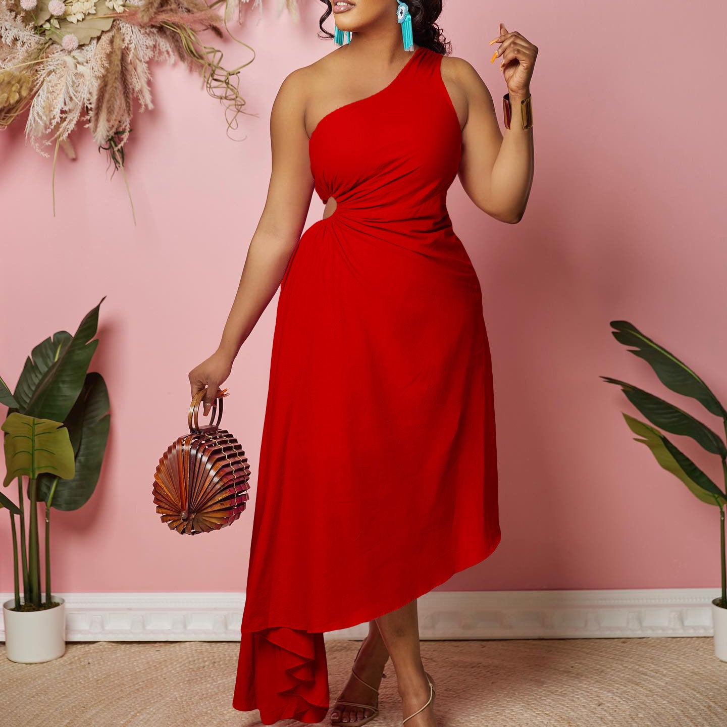 Robe de soirée asymétrique pour femme avec ourlet plissé Chic und Stil