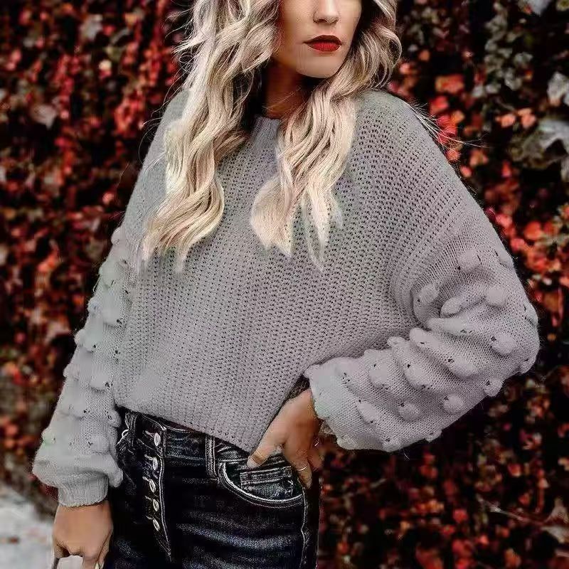 Pull en tricot décontracté pour femmes avec des manches volumineuses et un motif texturé Chic und Stil