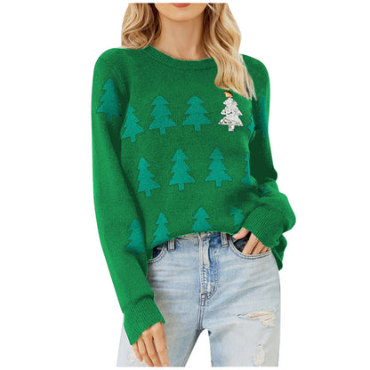 Pull en tricot festif pour femmes avec motif d'arbre de Noël Chic und Stil