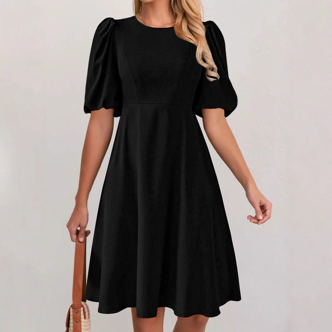 Dames Élégant Robe À-Ligne Manches Bouffantes Chic und Stil