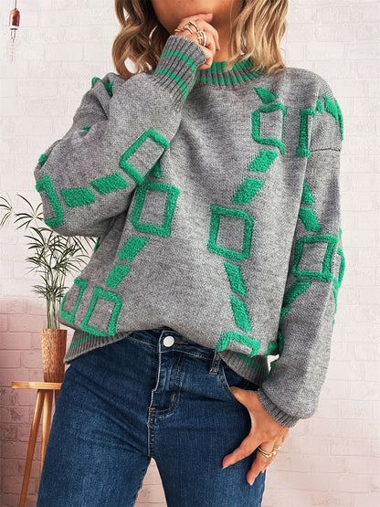 Pull femme décontracté avec motif géométrique et matériaux doux Chic und Stil