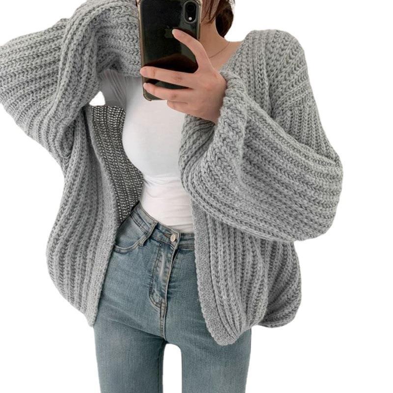 Cardigan oversize en tricot épais pour femmes avec décolleté en V profond Chic und Stil