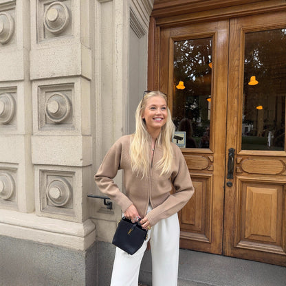 Dames Élégante veste en tricot avec fermeture éclair intégrale Chic und Stil