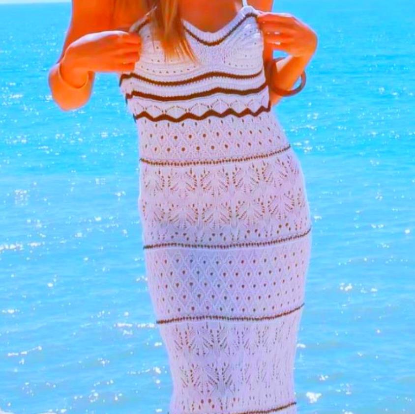 Robe maxi en crochet pour dames avec coupe fluide et détails raffinés Chic und Stil