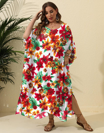 Robe maxi de couverture floral pour femmes Chic und Stil