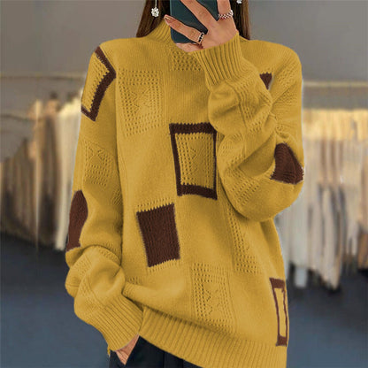 Pull féminin à la mode avec motif patchwork texturé Chic und Stil