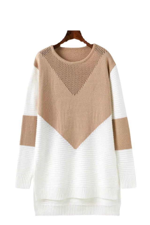 Pull femme tendance en tricot avec design de blocs de couleur élégant et coupe décontractée Chic und Stil