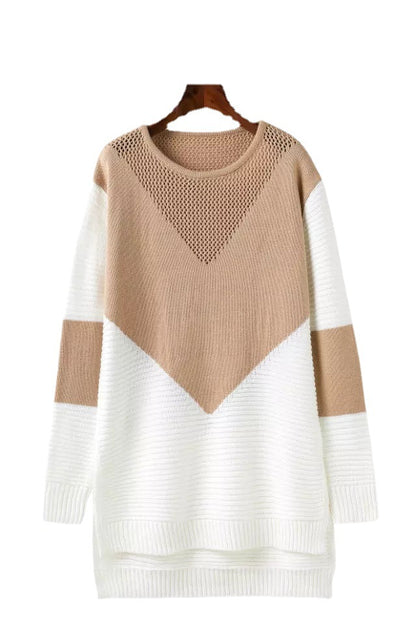 Pull femme tendance en tricot avec design de blocs de couleur élégant et coupe décontractée Chic und Stil
