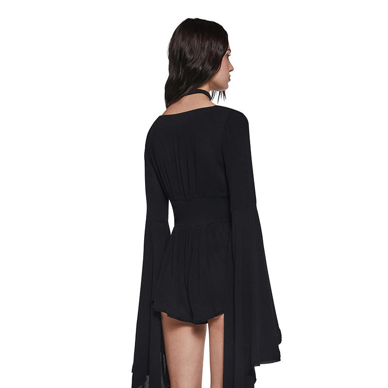 Dames Combinaison Bodycon à Manches Évasées Chic und Stil