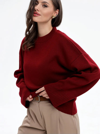 Dames Pull ample confortable avec motif côtelé texturé Chic und Stil