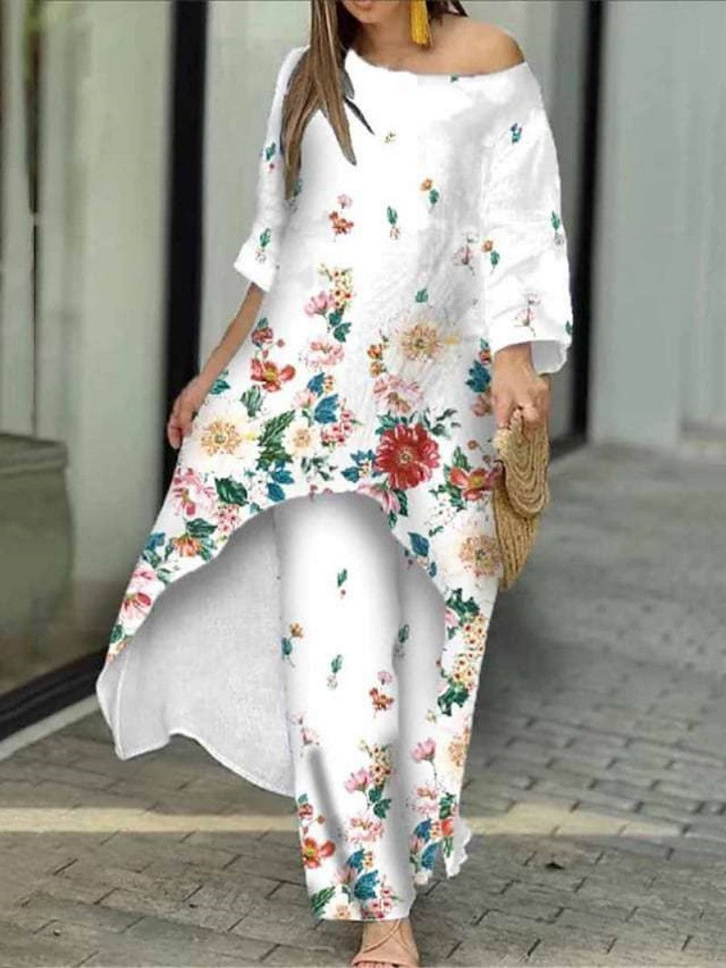 Robe maxi fluide pour femmes avec design floral Chic und Stil