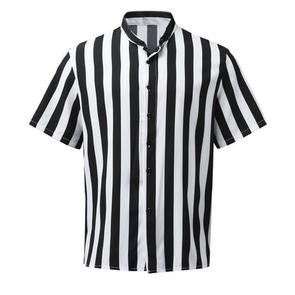 Chemise à manches courtes pour hommes avec un motif à rayures moderne et un col montant Chic und Stil