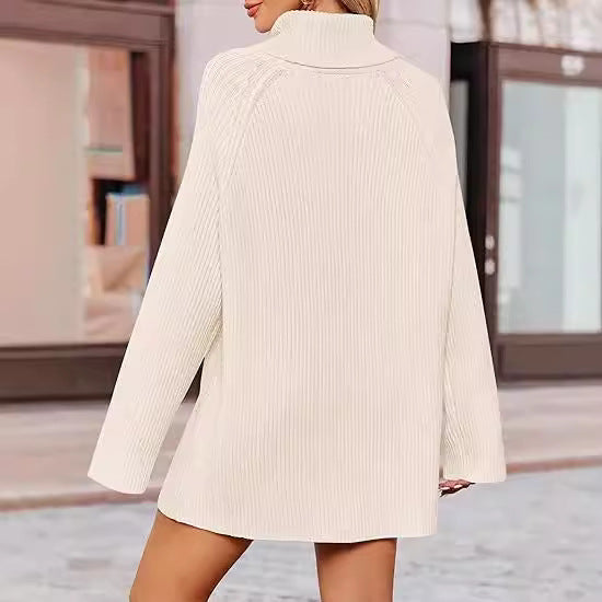 Dames pull en cachemire à maille fine avec col haut et coupe ample Chic und Stil