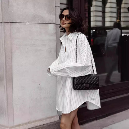 Robe chemise oversized rayée pour femmes Chic und Stil