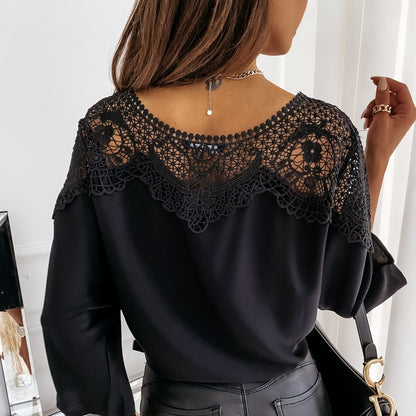 Dames Élégante Blouse en Dentelle Chic und Stil