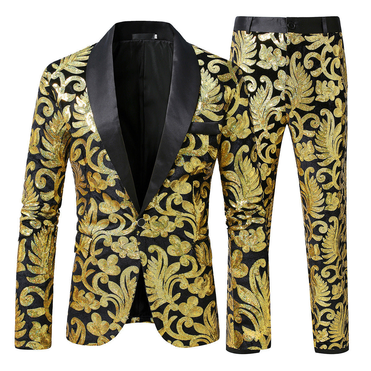 Costume de smoking scintillant pour hommes avec motifs floraux en sequins Chic und Stil