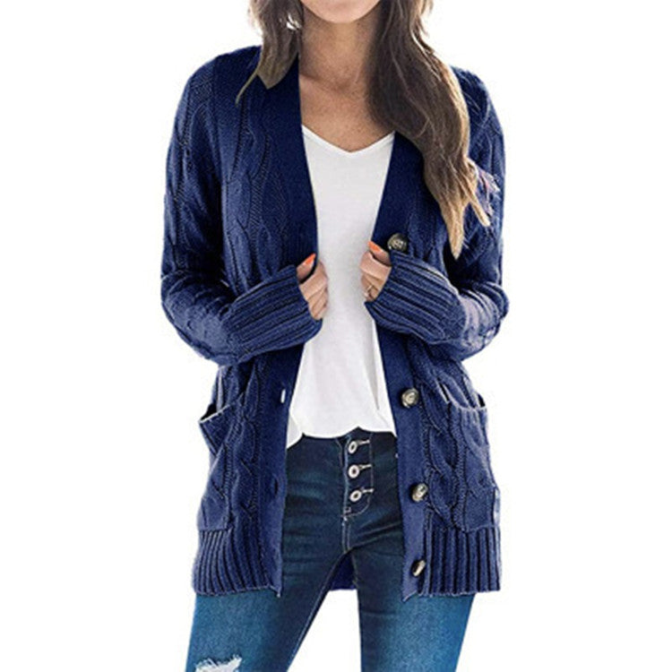 Dames Gros Tricot Cardigan avec design de tresses moderne et poches pratiques Chic und Stil