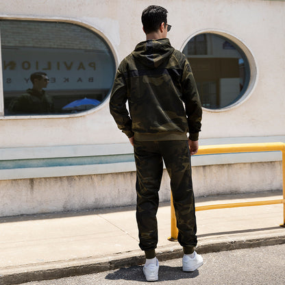 Men's camouflage hoodie set and chic jogger pants