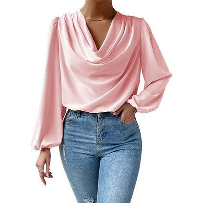 Chemisier élégant pour femmes avec décolleté en V profond et manches bouffantes décontractées Chic und Stil