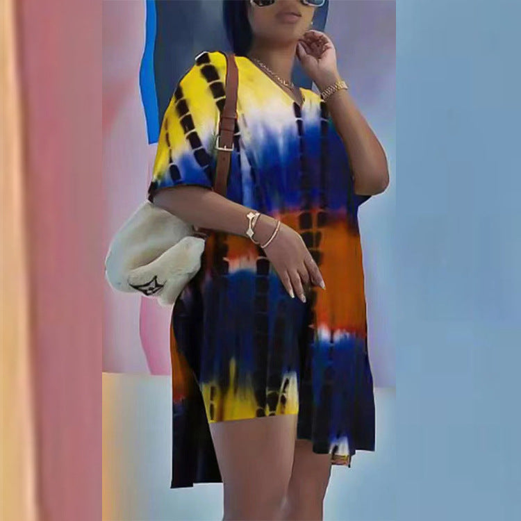 Robe d'été décontractée pour femmes au design batik unique Chic und Stil