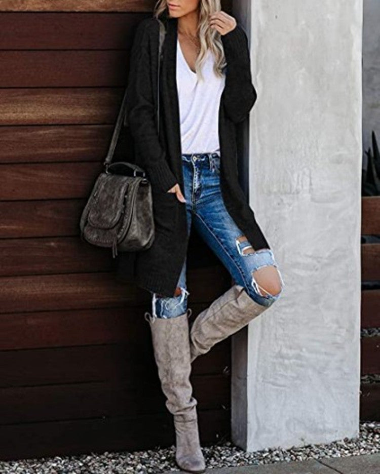 Cardigan tricot décontracté pour femmes avec poches profondes et design ouvert Chic und Still