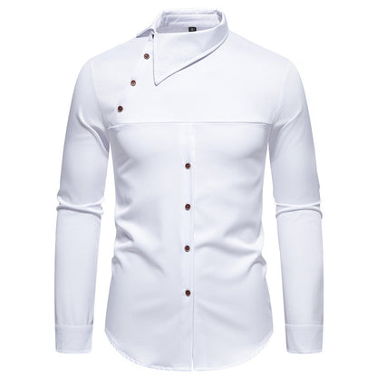 Chemise à manches longues pour hommes avec col innovant et design asymétrique Chic und Stil