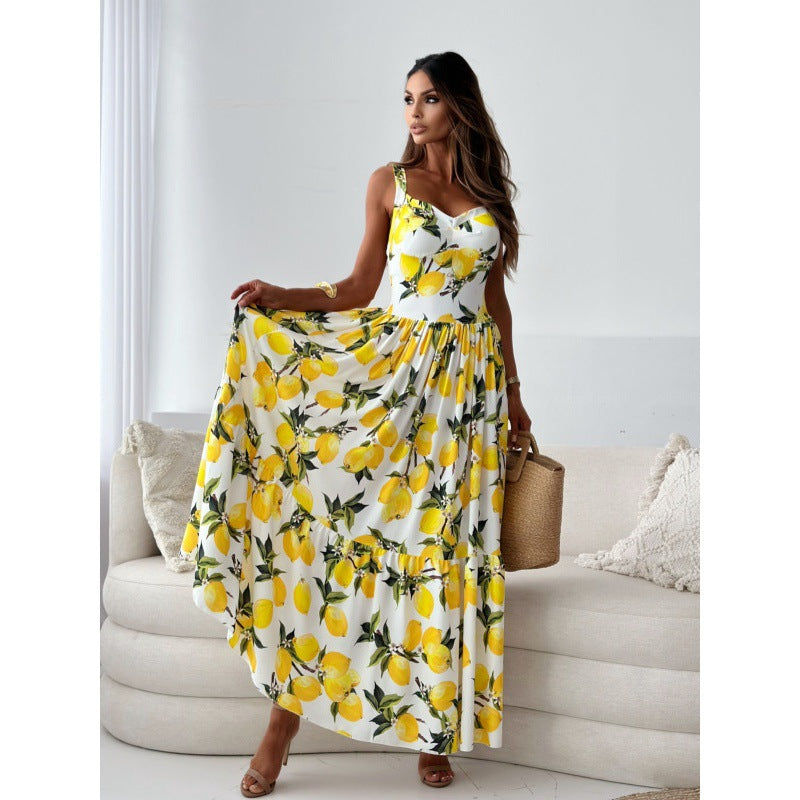Robe maxi fendue à imprimé floral Chic und Stil pour femmes